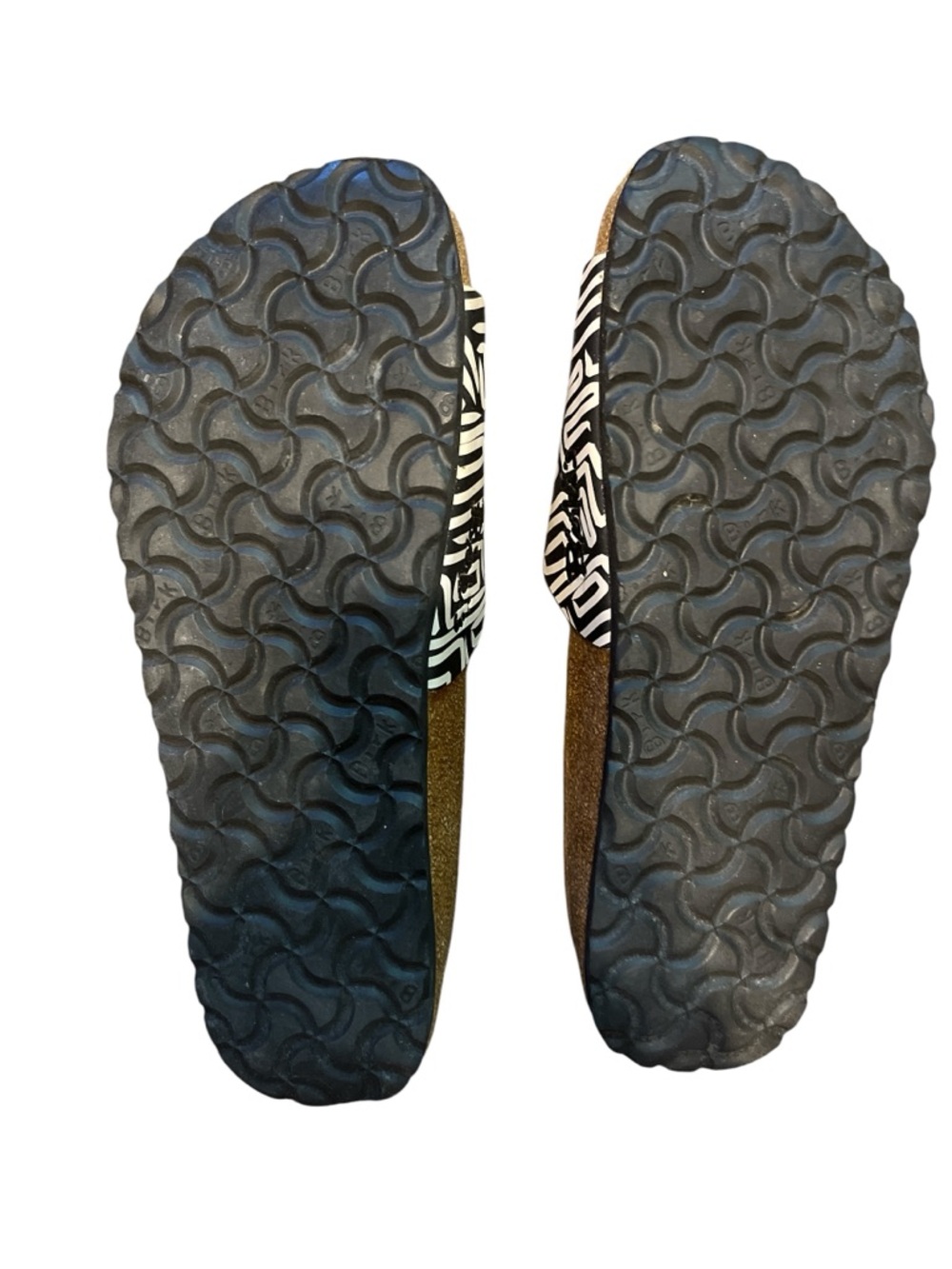 Birki's by Birkenstock Madrid Slide Sandals Black White Geo Tribal Print Size 39 - Picture 4 of 4
